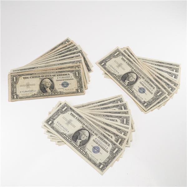31pc 1935 C-H, 1957 A&B U.S. One Dollar Silver Certificates