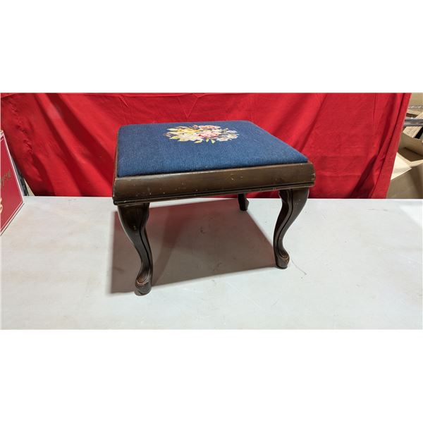 VTG Needlepoint Cabriole Leg Footstool