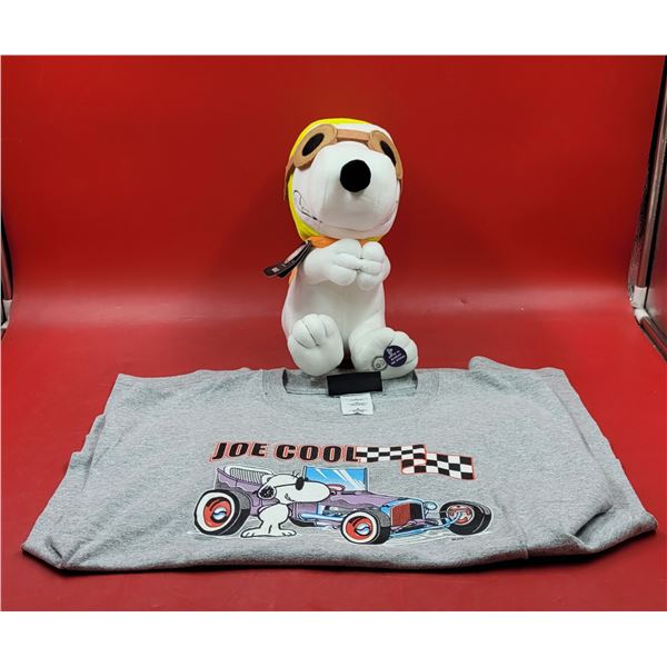 Pilot Snoopy Plush & Joe Cool Snoopy w/ Car T-Shirt