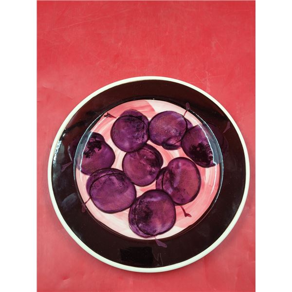 Signed Ceramic Plum Art Plate