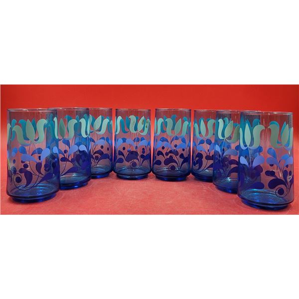 Set of Blue Floral Glasses
