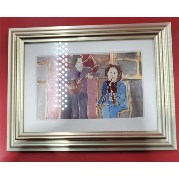 Framed Ink & Watercolor "The Musicians" Print by Donna Wright