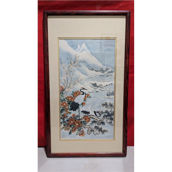 Framed Original "The Splendor of Winter" Silk Painting by Wei Tseng Yang w/ COA