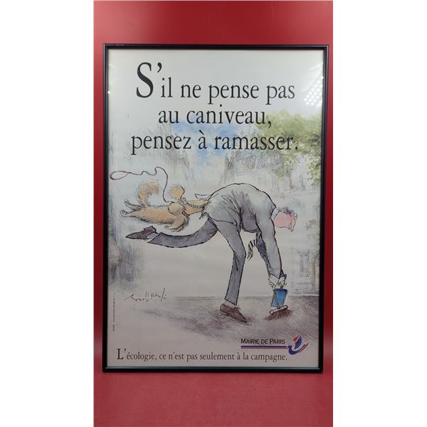 "S'il ne pense pas au caniveau, pensez a ramasser" Print by Ronald Searle for 1985 Paris Cleaning Ca