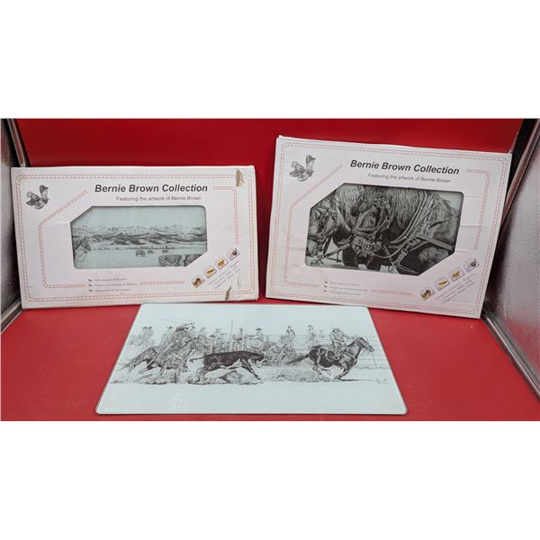 3 Glass Bernie Brown Art Placemats