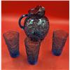 Image 1 : Cobalt Blue Glass Pitcher & Cup Set