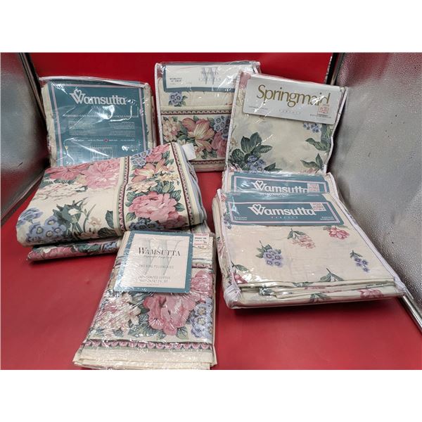 VTG Linen Lot w/ Pillow Cases, Curtains, Shower Curtain, Duvet Cover, & More