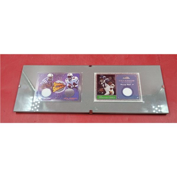 2 Framed Game Worn Football Jersey & Pants Cards w/ Shaun Alexander, Chris Chambers, & Marvin Harris