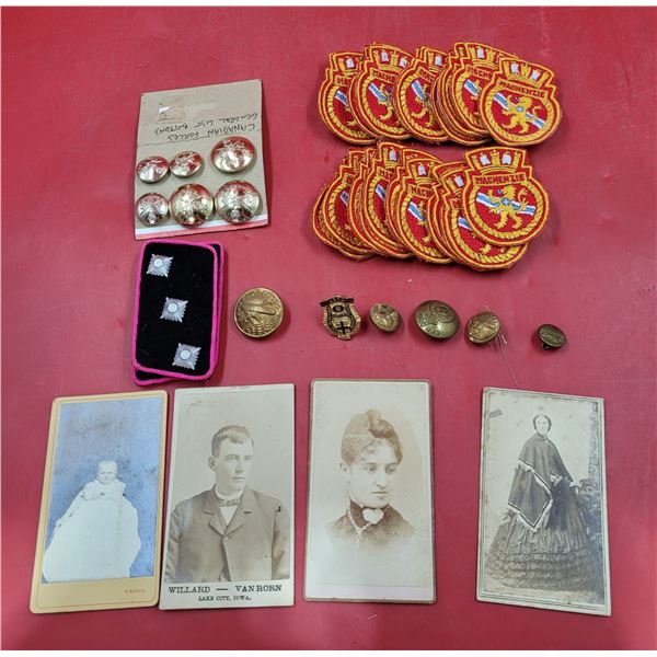 Lot of Canadian Forces Buttons, VTG Photographs, & Royal Canadian Cadet Patches
