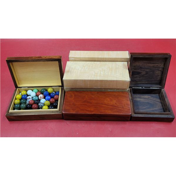 Lot of Assorted Marbles, Pen Boxes, & Trinket Boxes