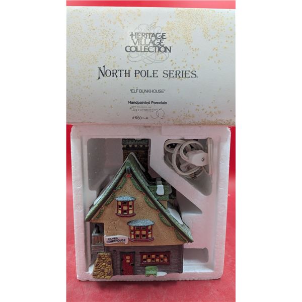Department 56 Hand-Painted Porcelain "Elf Bunkhouse" Figurine