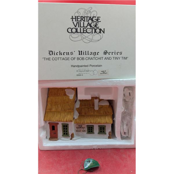 Department 56 Hand-Painted Porcelain "The Cottage of Bob Cratchit & Tiny Tim" Figurine