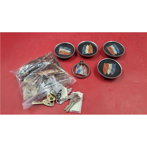 Set of Buick Center Rim Caps and Hood Ormament