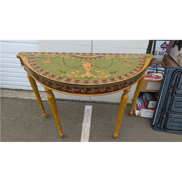 Sarreid Italian Neoclassical Style painted Demilune Console table