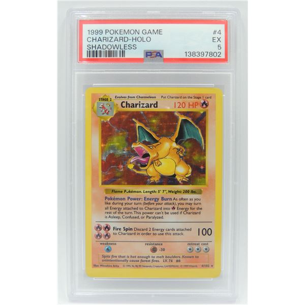 #1  PSA 5 1999 Pokémon Charizard Holo Shadowless