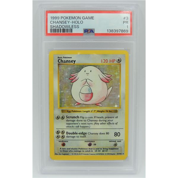 #4 PSA 2 1999 Pokémon Chansey Holo Shadowless