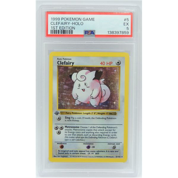 #5 PSA 5 1999 Pokémon Clefairy Holo 1st Edition #5