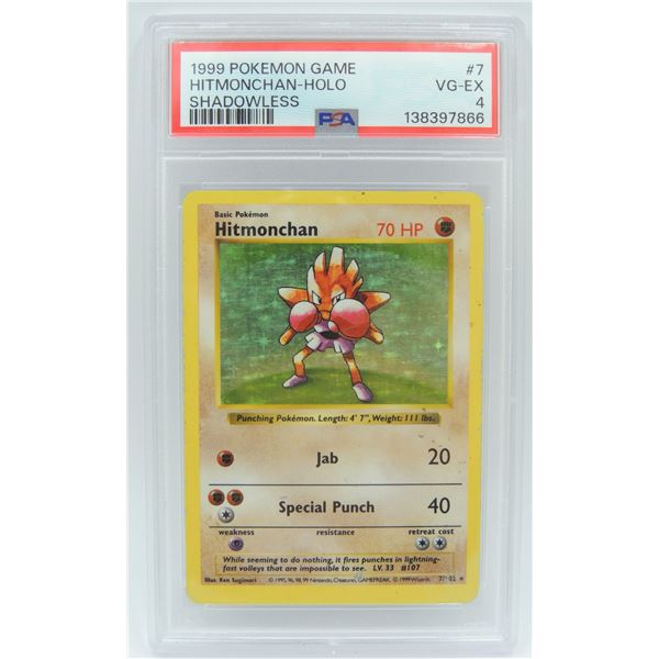#7 PSA 4 1999 Pokémon Hitmonchan Holo Shadowless