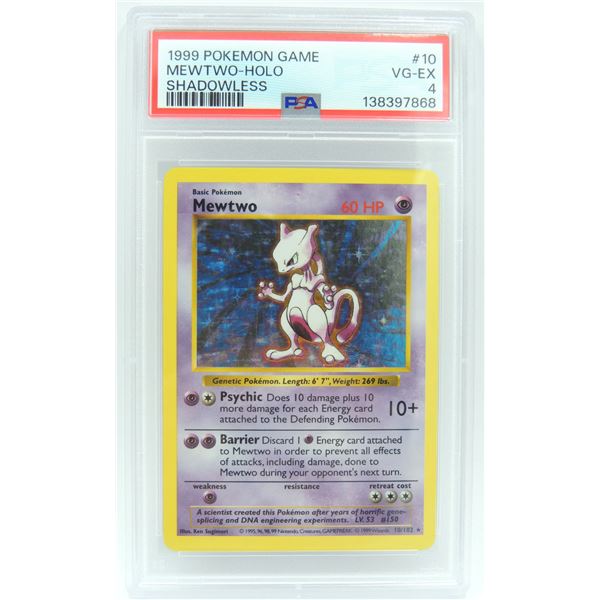 #10 PSA 4 1999 Pokémon Mewtwo Holo Shadowless