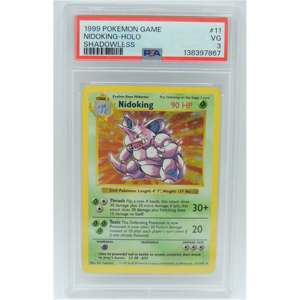 #11 PSA 3 1999 Pokémon Nidoking Holo Shadowless