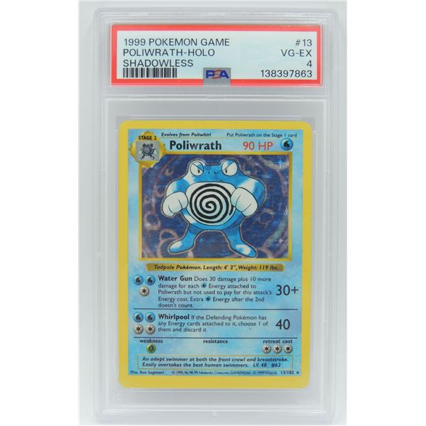 #13 PSA 4 1999 Pokémon Poliwrath Holo Shadowless