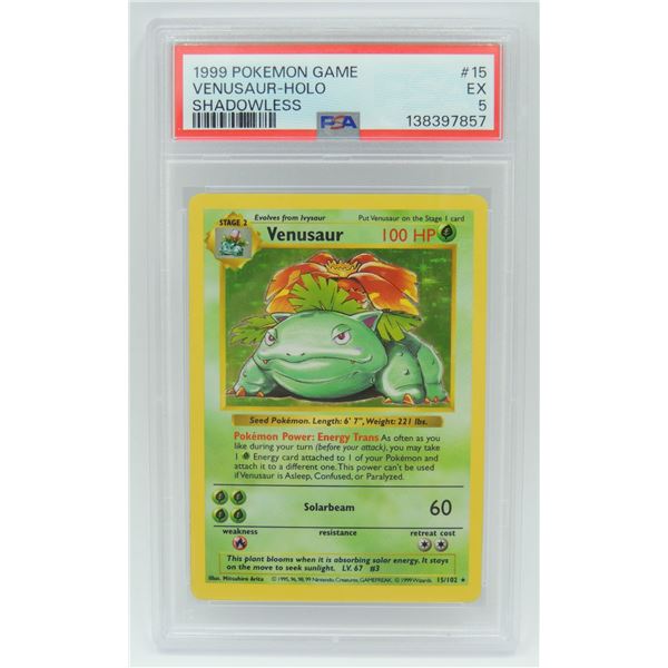 #15 PSA 5 1999 Pokémon Venusaur Holo Shadowless