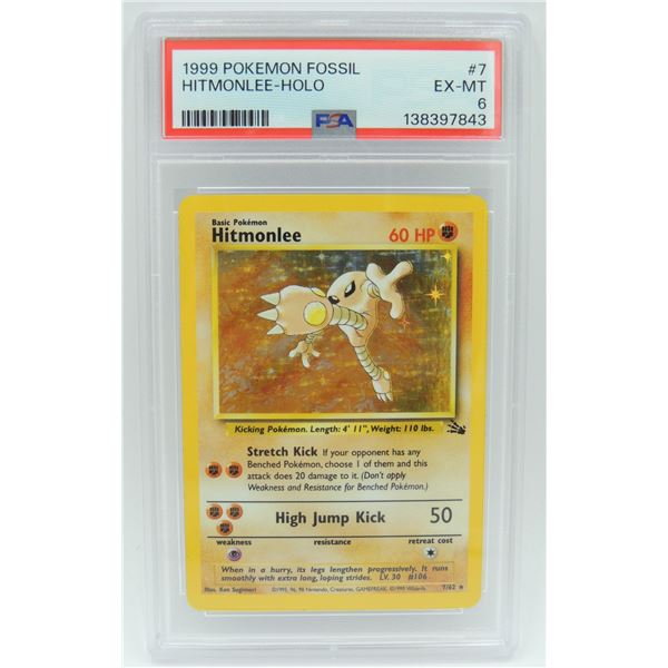 #20 PSA 6 1999 Pokémon Fossil Hitmonlee Holo #7