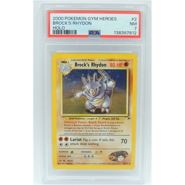 #51 PSA 7 Pokémon Gym Heroes Brock's Rhydon #2