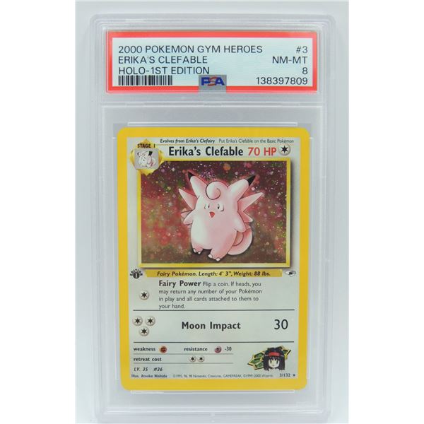 #52 PSA 8 Pokémon Gym Heroes Erika's Clefable #3