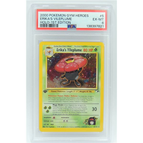#54 PSA 6 Pokémon Gym Heroes Erika's Vileplume #5