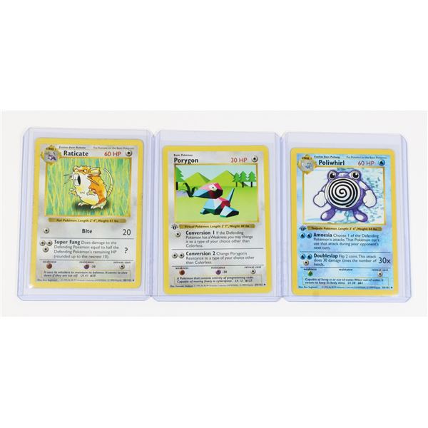 #84 Pokémon Lot 1999 Raticate Porygon Poliwhirl