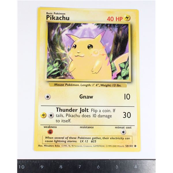 #266 Jumbo Pokémon Pikachu Promo 58/102 Base Set