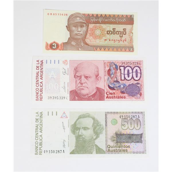 Lot of foreign paper currency including: