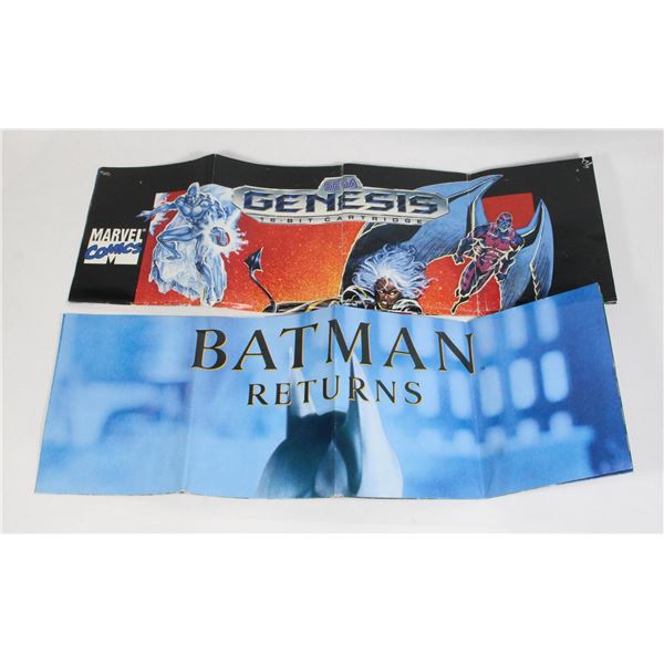 VTG SEGA GENESIS - BATMAN RETURNS & X-MEN POSTERS