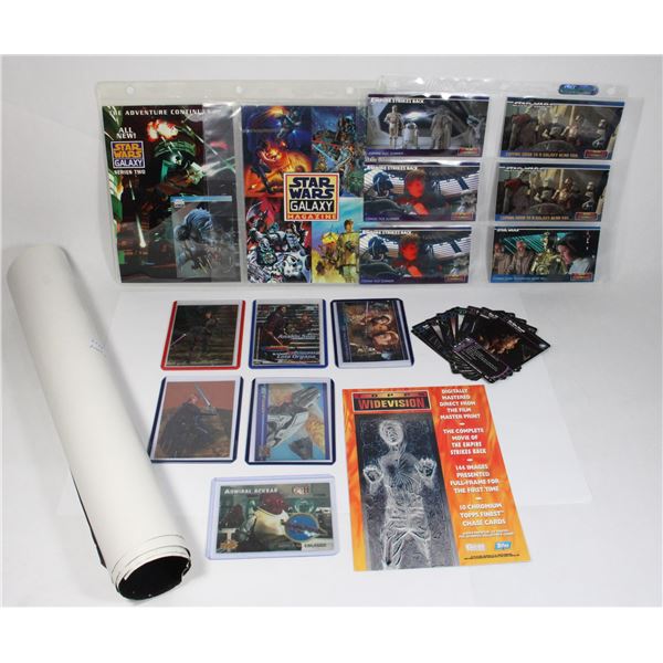 COLLECTION OF STARWARS ITEMS, POSTER, CARDS, MORE