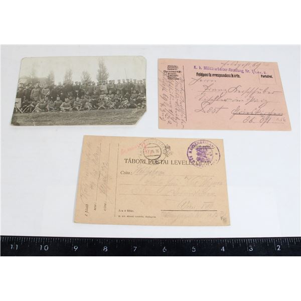 LOT OF 3 POST CARDS INCLUDING WW1 HUNGARIN CENTRAL