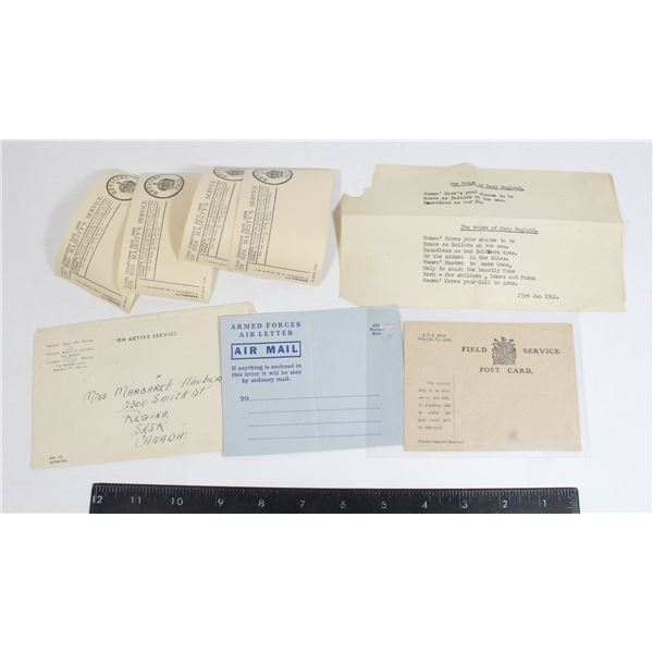 LOT OF MILITARY POSTCARDS, ENVELOPES, INCLUDING
