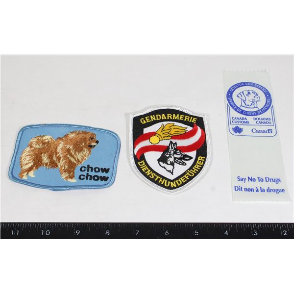 LOT OF HERO DOG PATCHES AND RIBBON. INCLUDING CAN