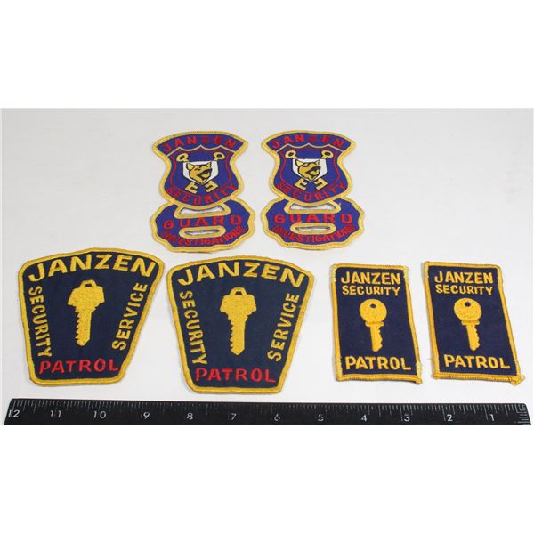 LARGE LOT JANZEN SECURITY SERVICE PATCHES