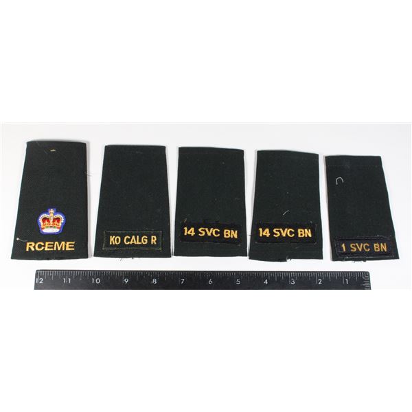 5 Shoulder Boards inc King's Own Calgary Reg