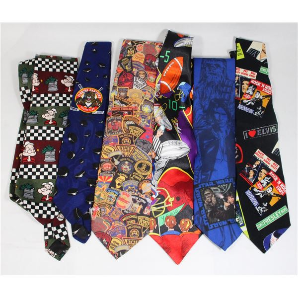 LOT OF 6 ASSORTED DESIGNS MEN'S VINTAGE TIES