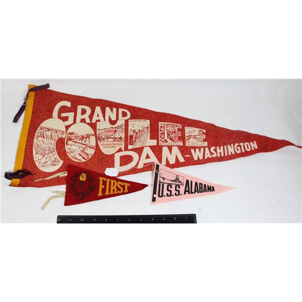LOT OF 3 PENNANTS 1950 GRAND COULEE DAM, 1949