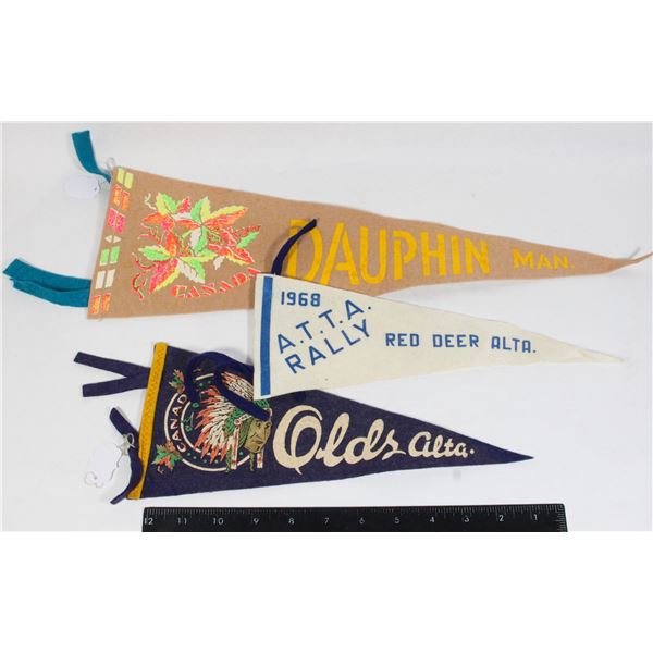 LOT OF 3 PENNANTS 1900'S DAUPHIN MANITOBA, 1900'S