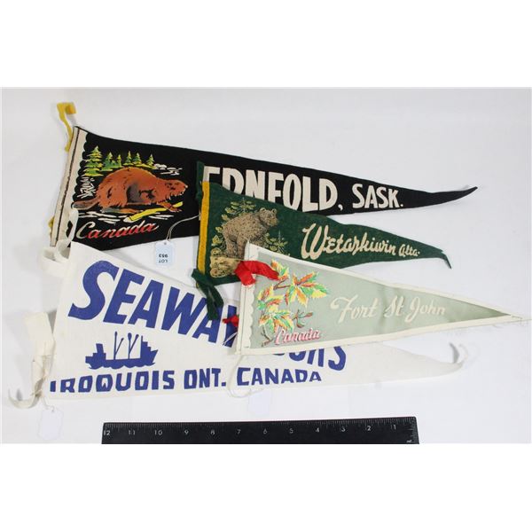 LOT OF 4 1900'S PENNANTS FORT ST. JOHN BRITISH