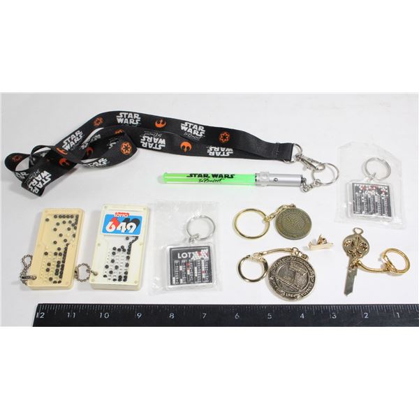 MIXED COLLECTION OF KEYCHAINS INCLUDING