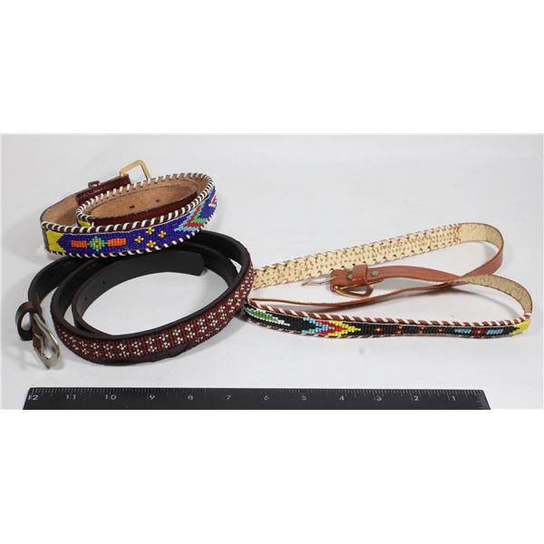 LOT OF HAND BEADED BELTS, 90S ERA