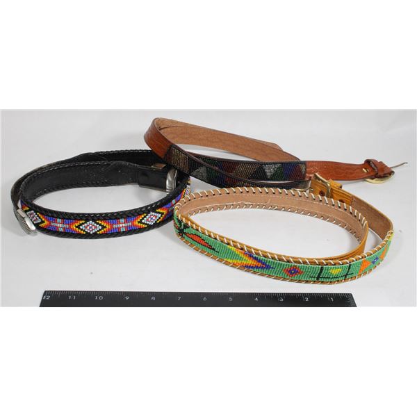 LOT OF HAND BEADED BELTS, 90S ERA