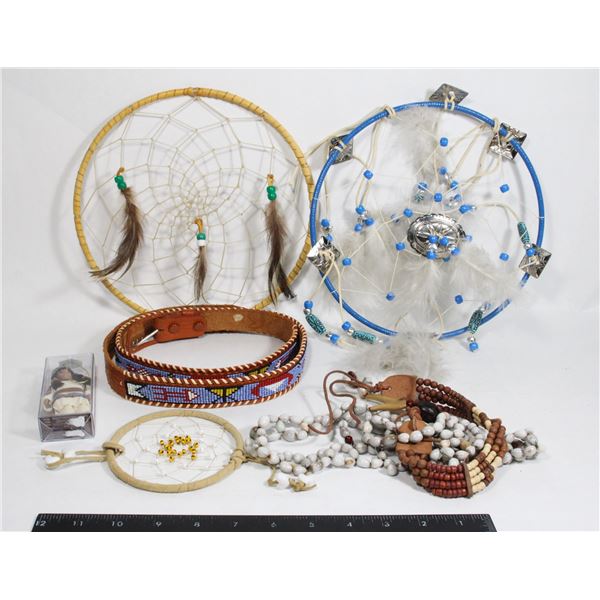 LOT OF NATIVE THEMED ITEMS, DREAMCATCHER,