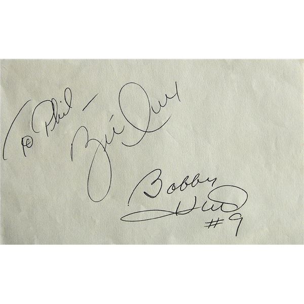 Hockey Stars Brett Hull & Bobby Hull signature slip