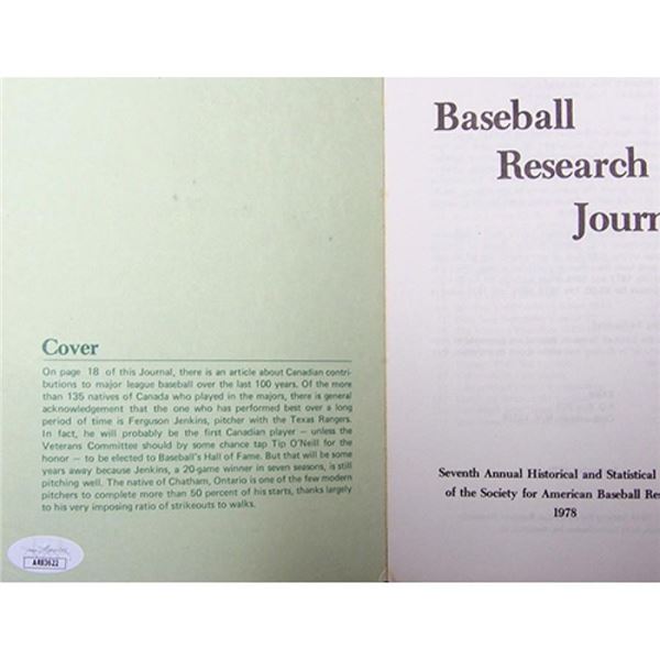 Chicago Cubs Ferguson Jenkins Signed 1978 Baseball Research Journal JSA Authenticated